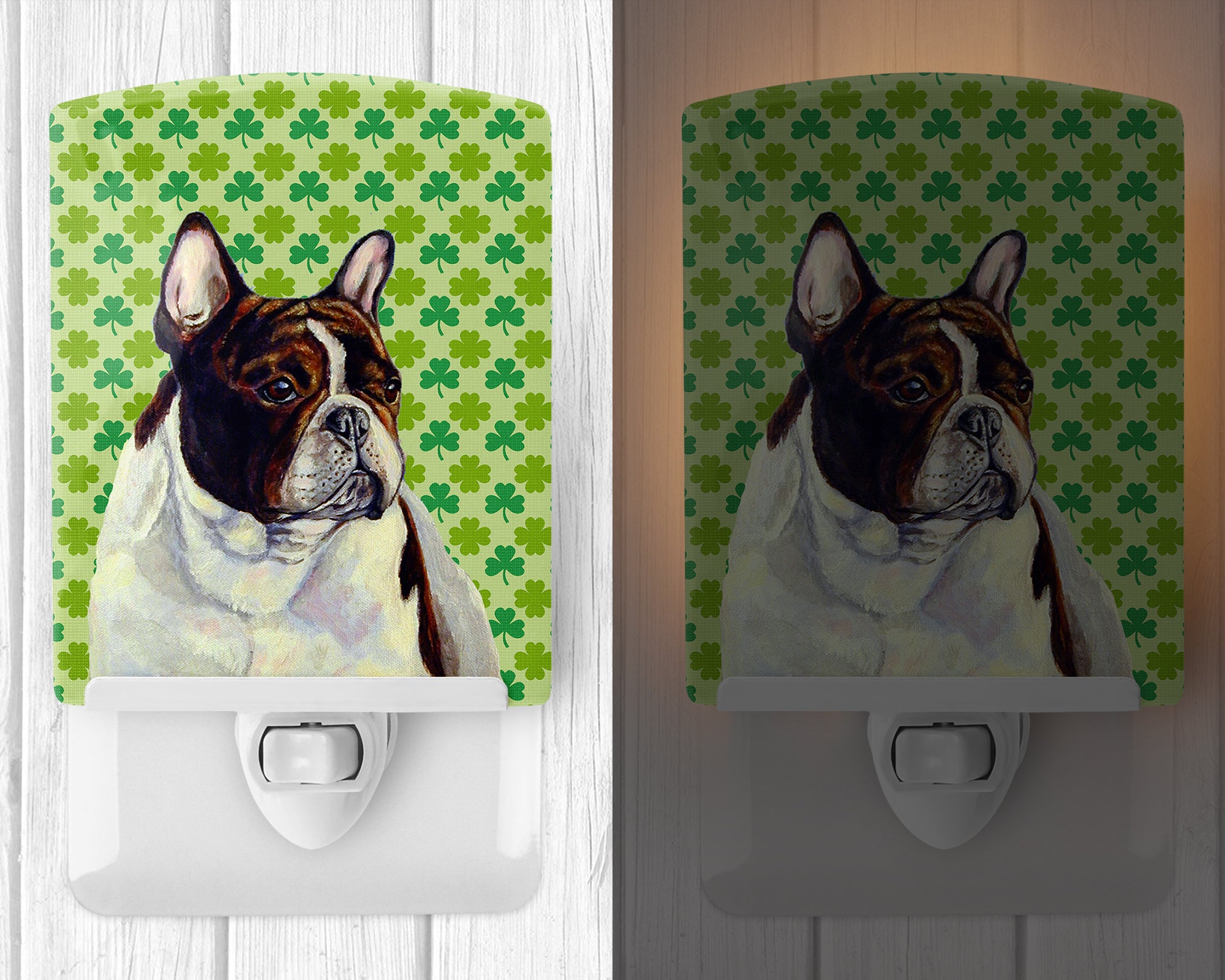 French Bulldog St. Patrick's Day Shamrock Portrait Ceramic Night Light LH9202CNL - the-store.com