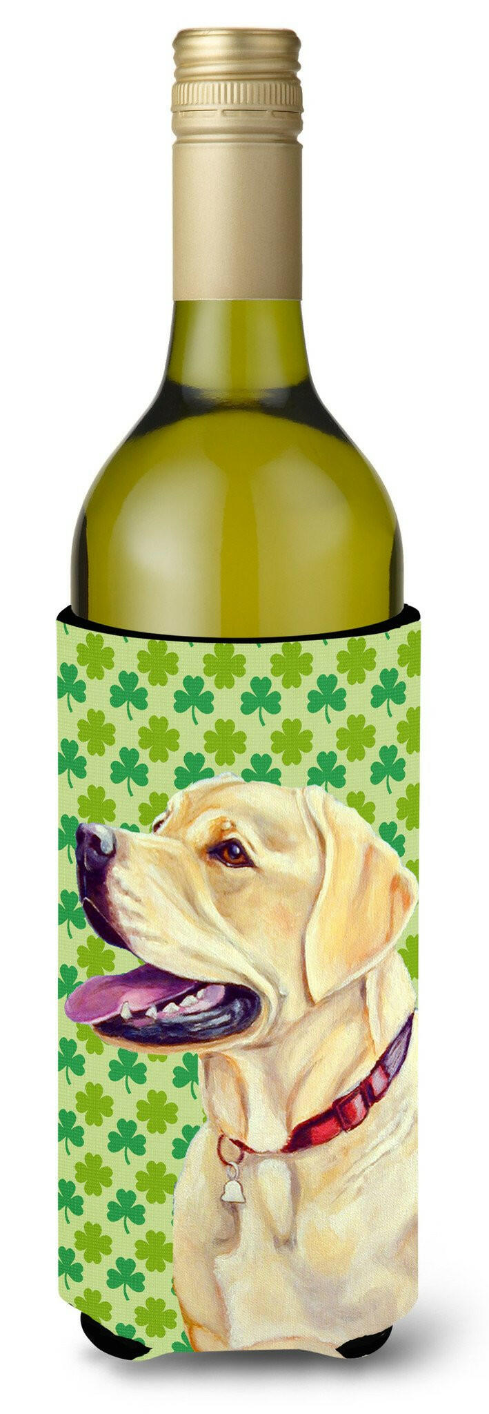 Labrador St. Patrick&#39;s Day Shamrock Portrait Wine Bottle Beverage Insulator Beverage Insulator Hugger by Caroline&#39;s Treasures
