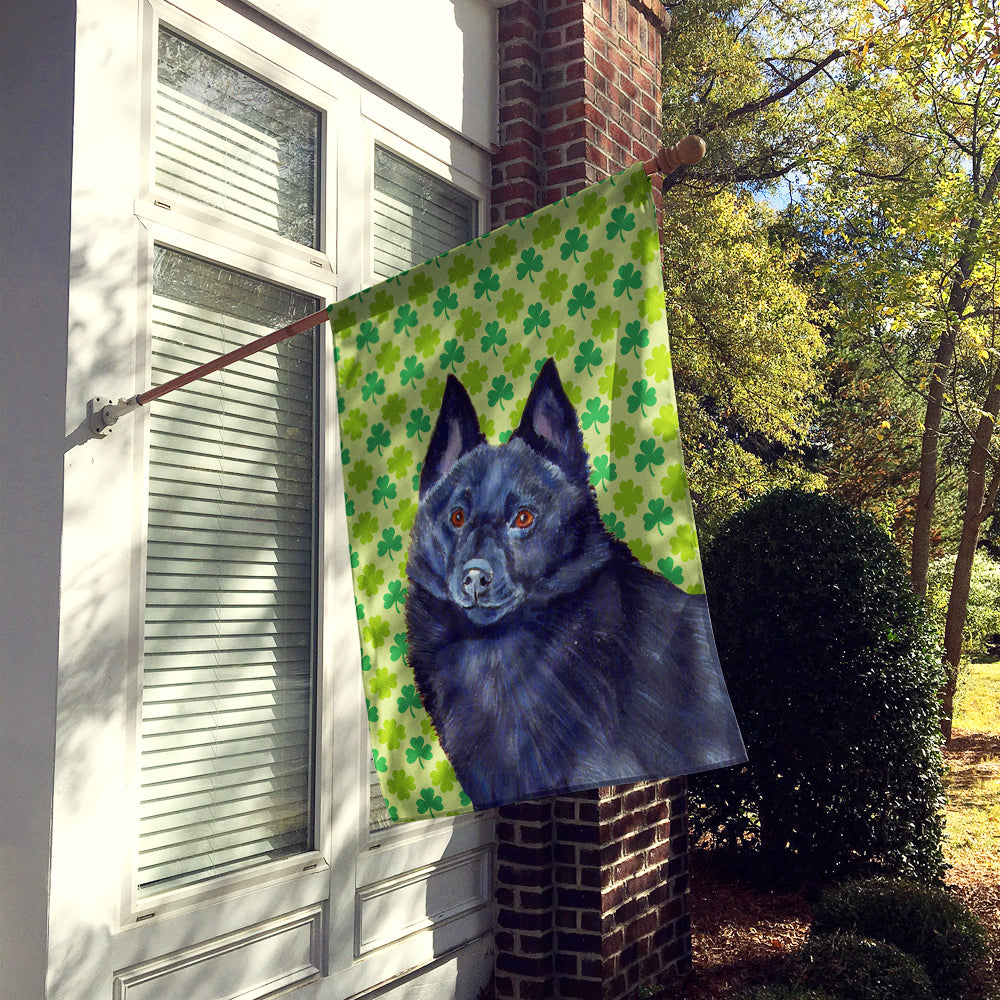 Schipperke St. Patrick's Day Shamrock Portrait Flag Canvas House Size  the-store.com.