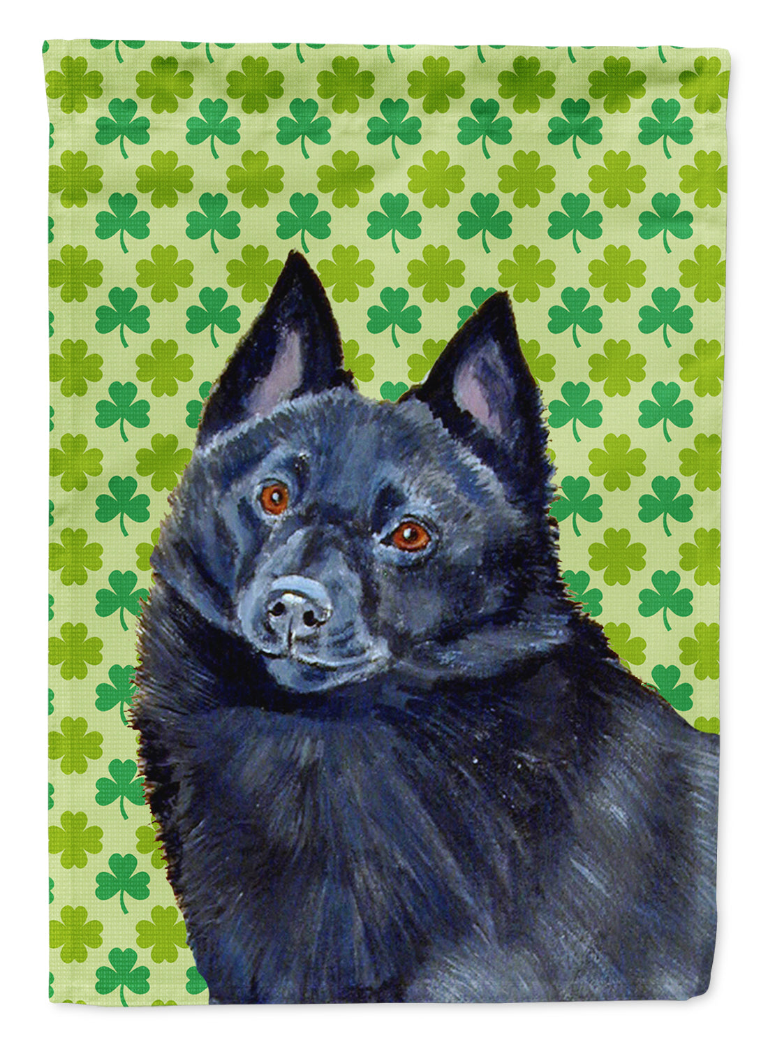 Schipperke St. Patrick's Day Shamrock Portrait Flag Canvas House Size  the-store.com.