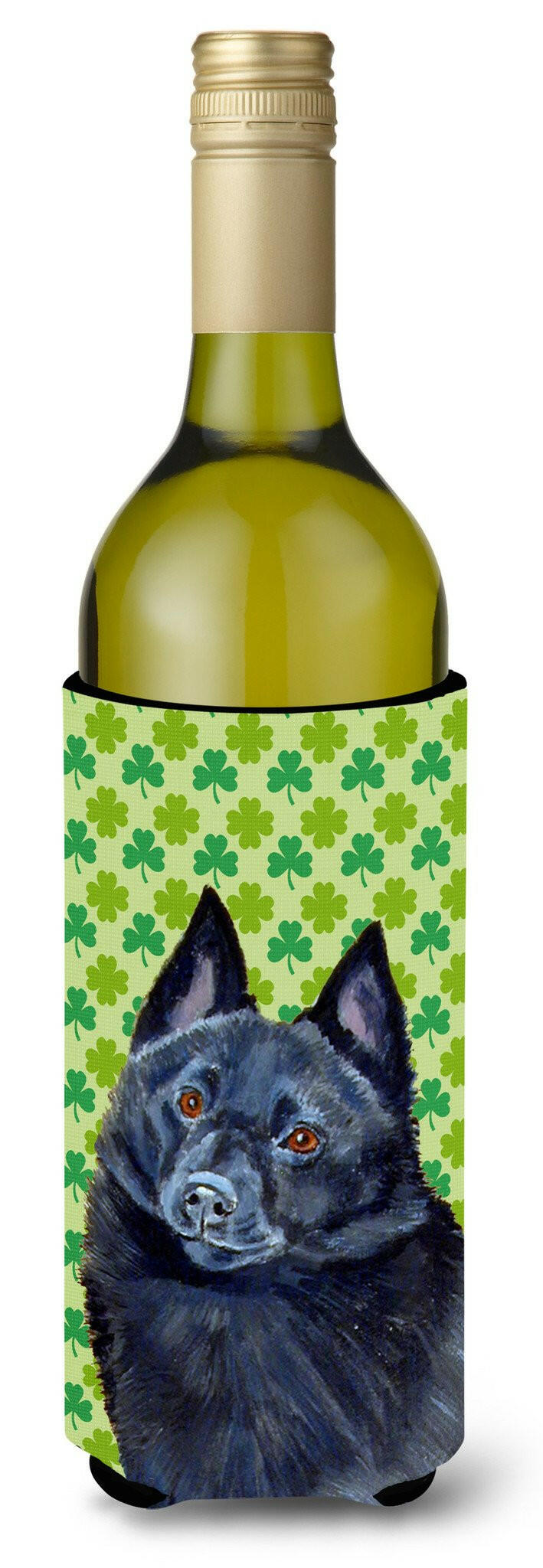 Schipperke St. Patrick's Day Shamrock Portrait Wine Bottle Beverage Insulator Beverage Insulator Hugger by Caroline's Treasures