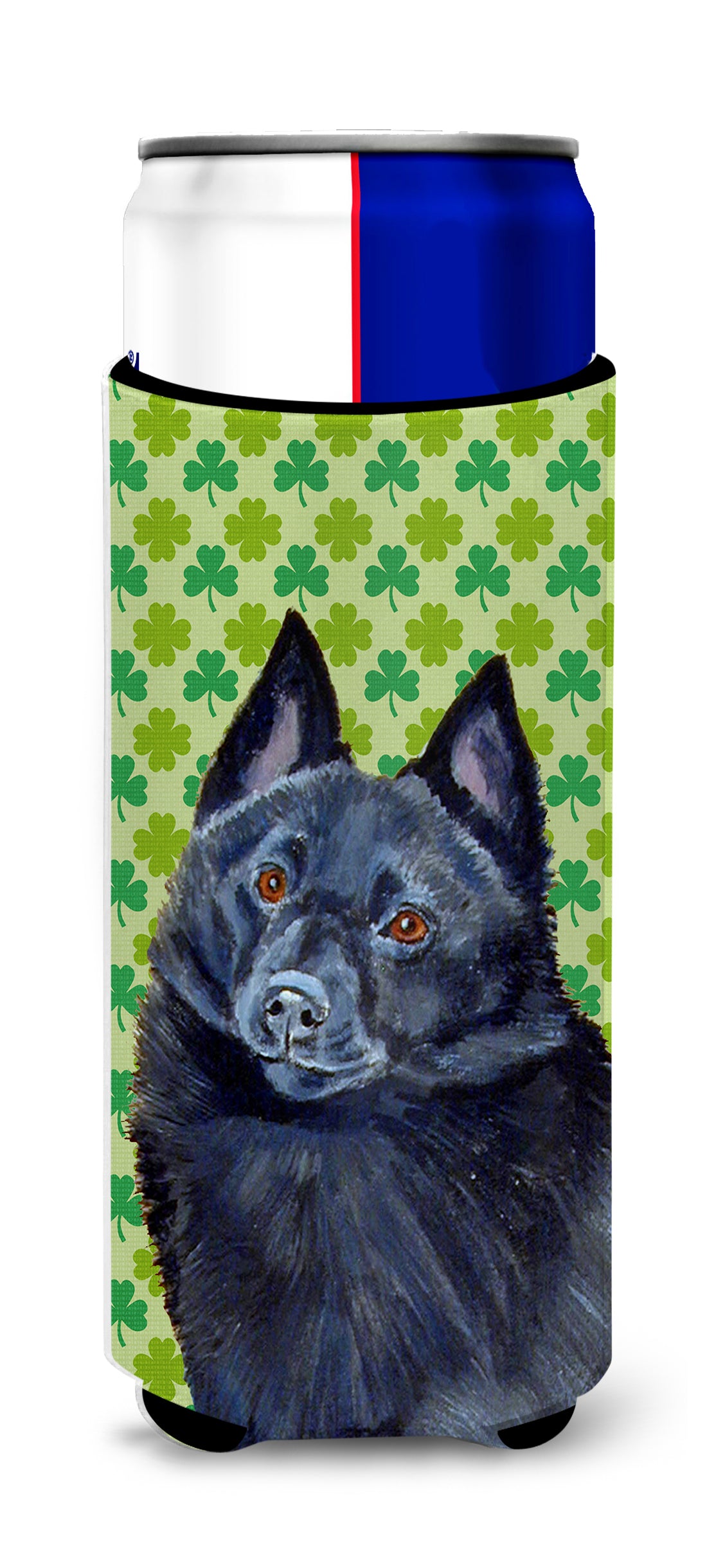 Schipperke St. Patrick&#39;s Day Shamrock Portrait Ultra Beverage Insulators for slim cans LH9204MUK.