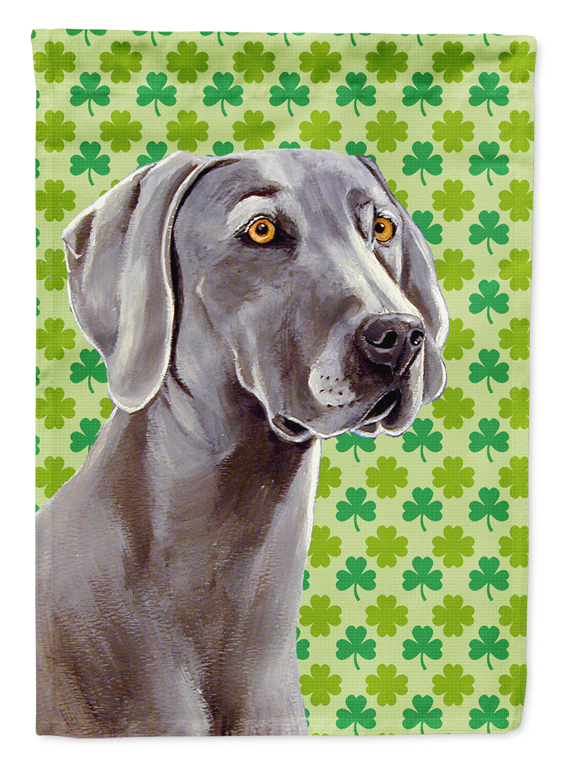 Weimaraner St. Patrick's Day Shamrock Portrait Flag Canvas House Size  the-store.com.