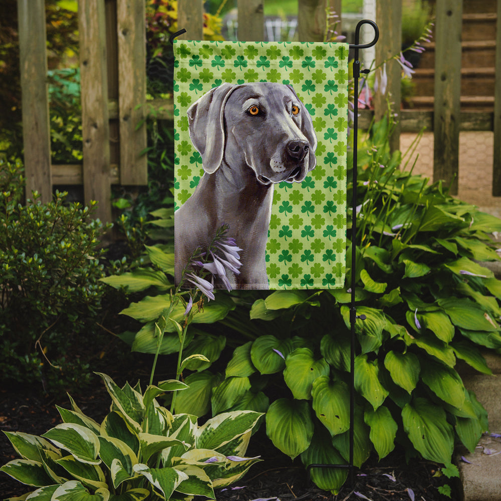 Weimaraner St. Patrick's Day Shamrock Portrait Flag Garden Size.