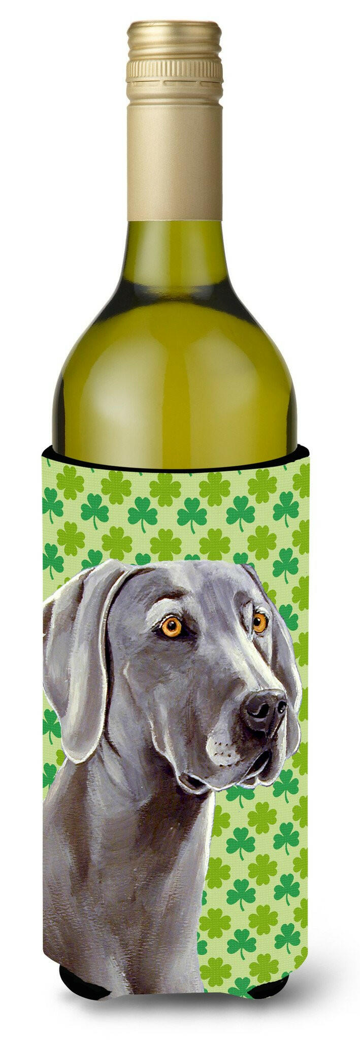 Weimaraner St. Patrick's Day Shamrock Portrait Wine Bottle Beverage Insulator Beverage Insulator Hugger by Caroline's Treasures