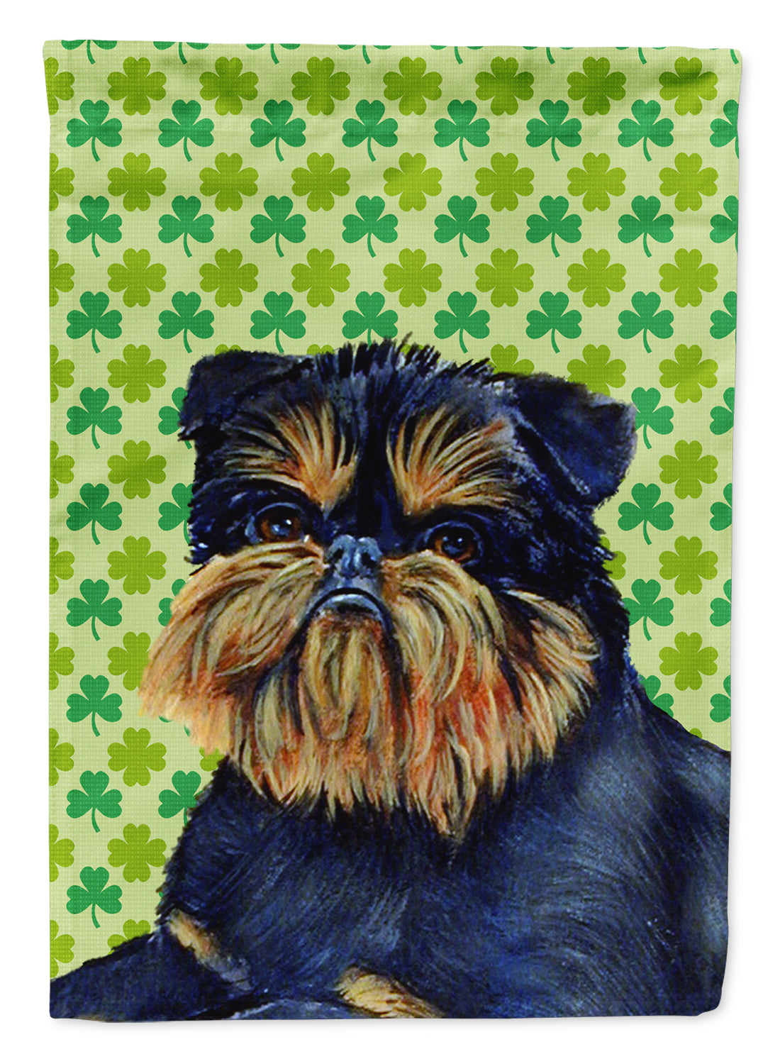 Brussels Griffon St. Patrick's Day Shamrock Portrait Flag Canvas House Size  the-store.com.