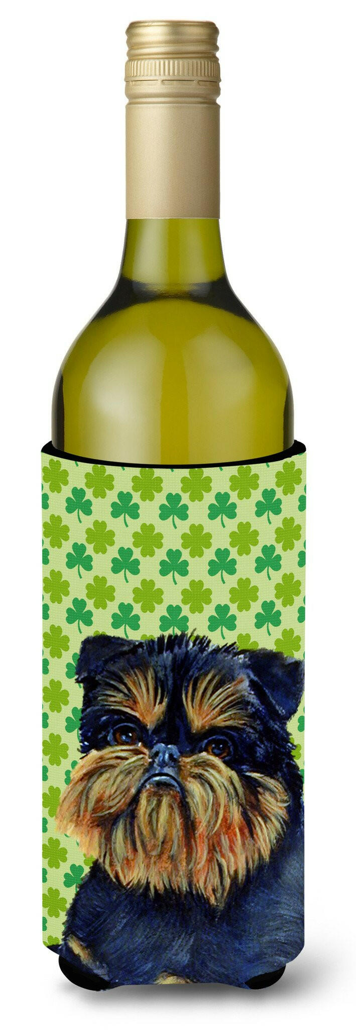 Brussels Griffon St. Patrick's Day Shamrock  Wine Bottle Beverage Insulator Beverage Insulator Hugger by Caroline's Treasures