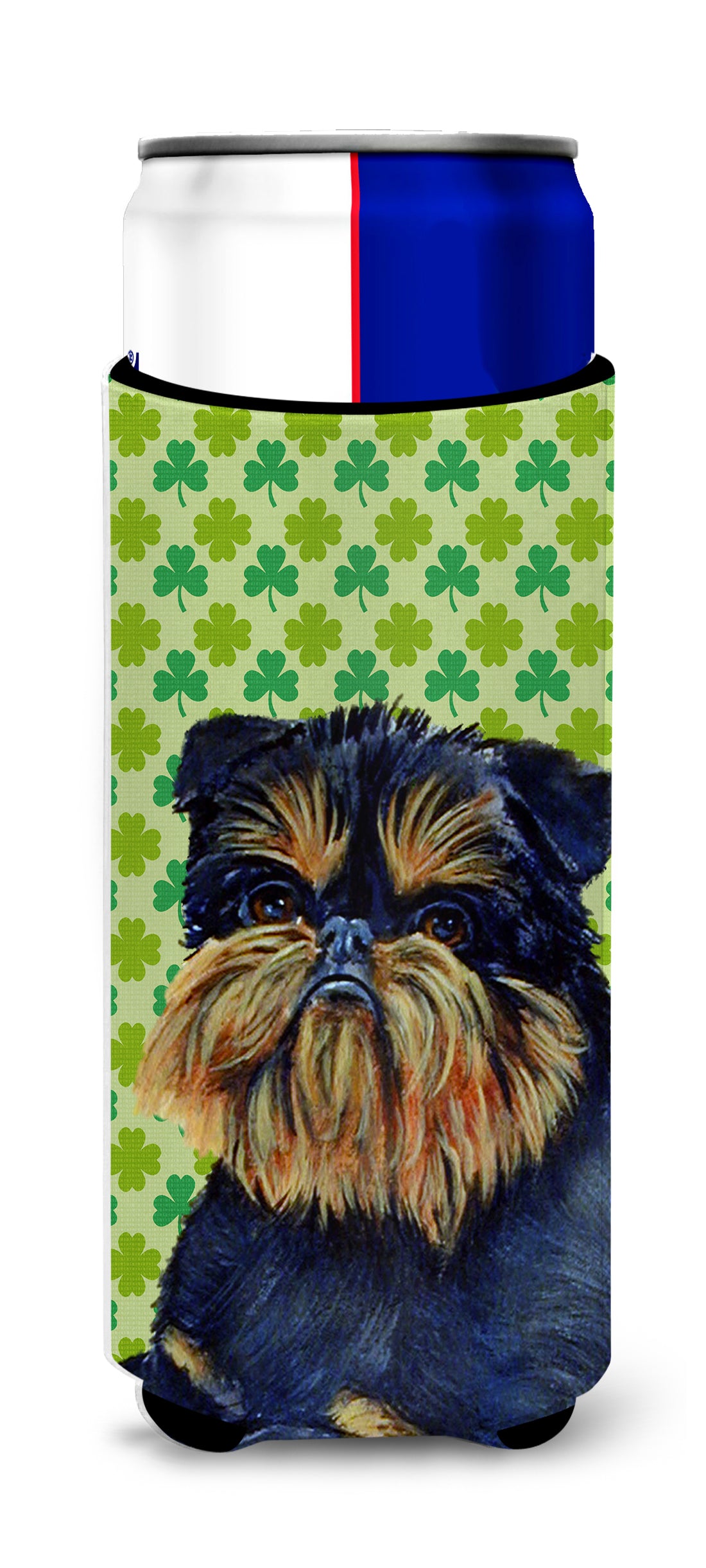 Brussels Griffon St. Patrick&#39;s Day Shamrock Portrait Ultra Beverage Insulators for slim cans LH9208MUK.