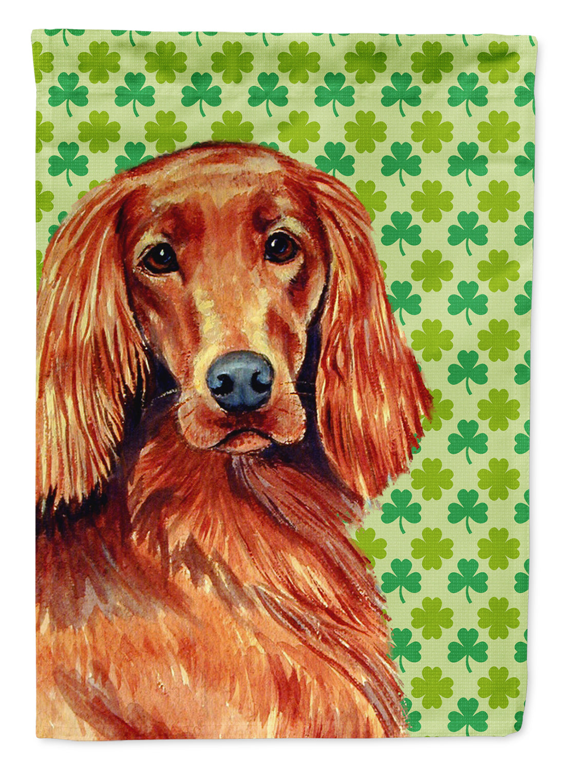 Irish Setter St. Patrick's Day Shamrock Portrait Flag Canvas House Size  the-store.com.