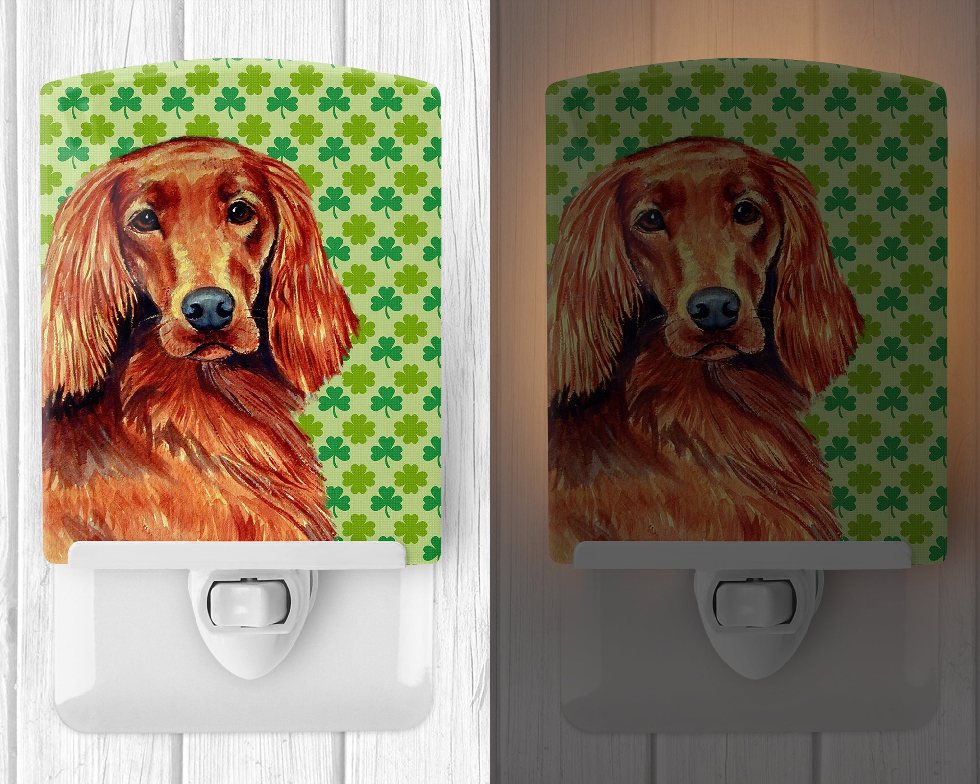 Irish Setter St. Patrick's Day Shamrock Portrait Ceramic Night Light LH9209CNL - the-store.com