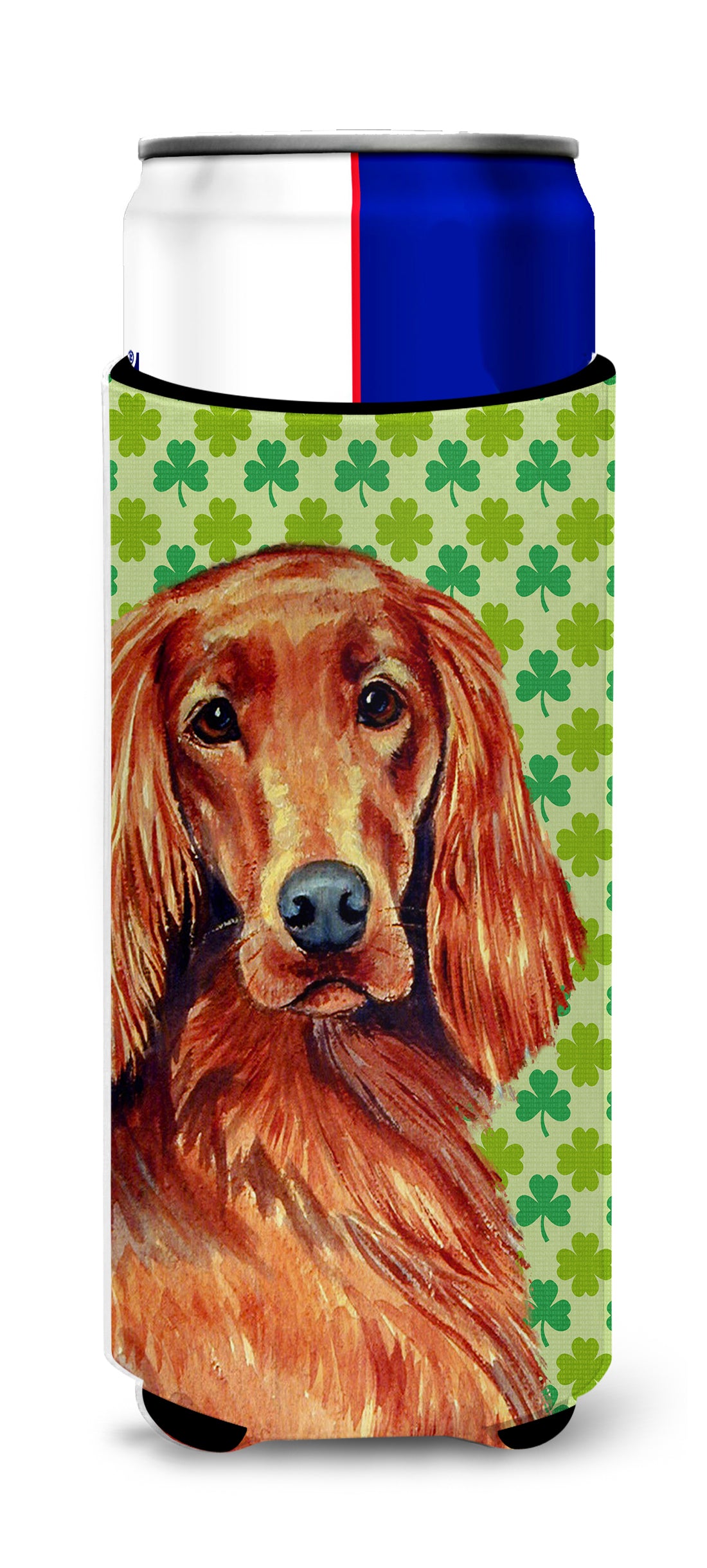 Irish Setter St. Patrick&#39;s Day Shamrock Portrait Ultra Beverage Insulators for slim cans LH9209MUK.