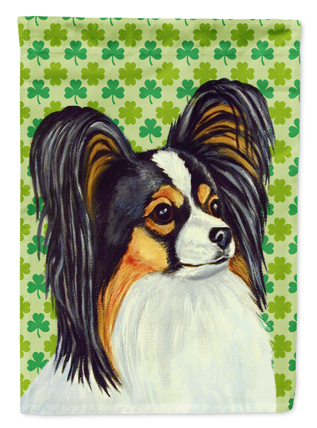 Papillon St. Patrick's Day Shamrock Portrait Flag Canvas House Size  the-store.com.