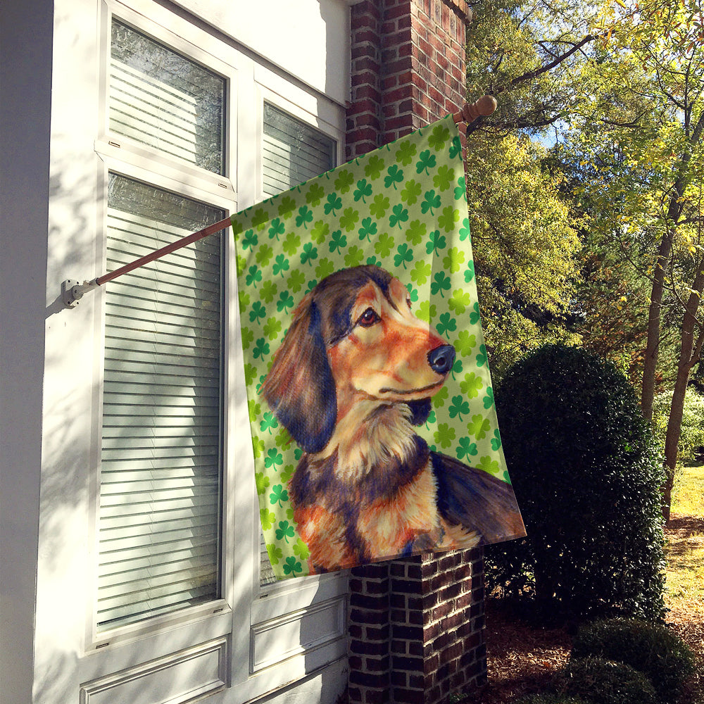 Dachshund St. Patrick's Day Shamrock Portrait Flag Canvas House Size  the-store.com.