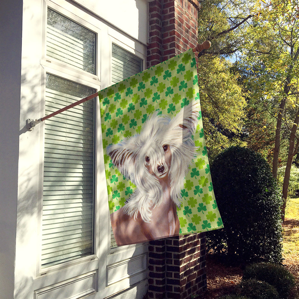 Chinese Crested St. Patrick's Day Shamrock Portrait Flag Canvas House Size  the-store.com.