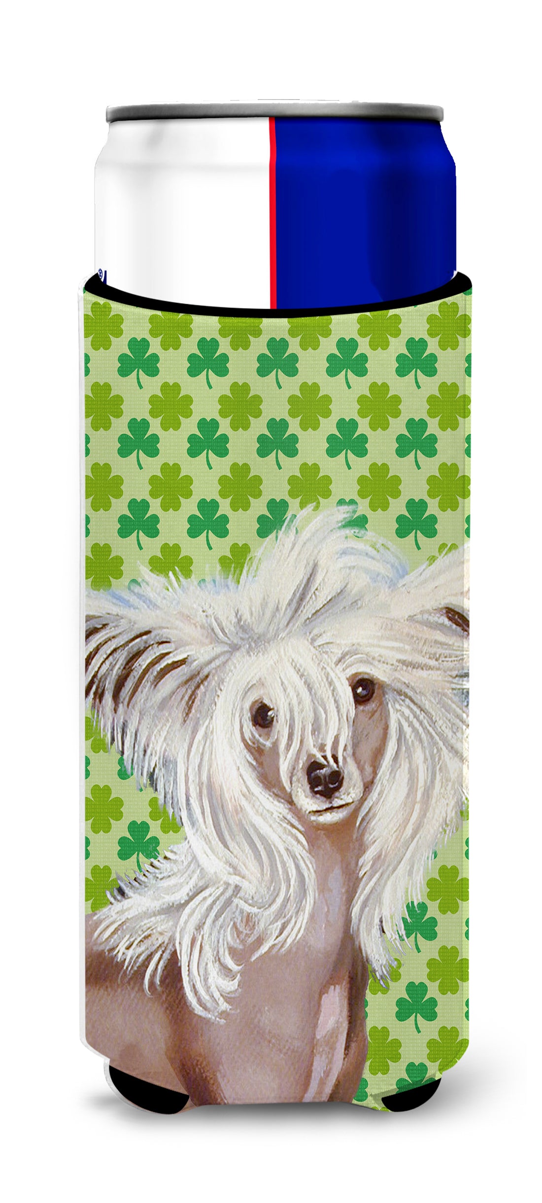 Chinese Crested St. Patrick's Day Shamrock Portrait Ultra Beverage Insulators for slim cans LH9212MUK.