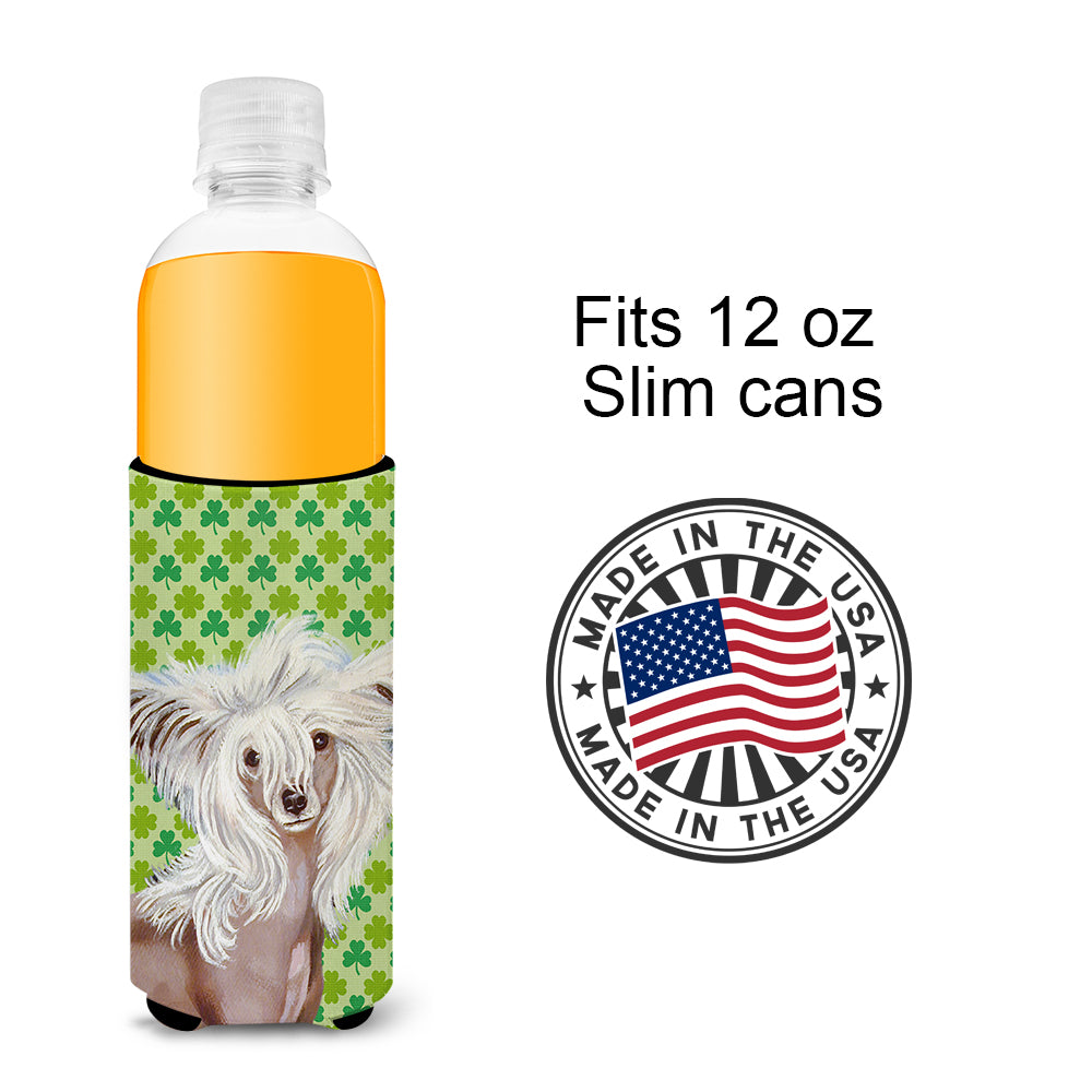 Chinese Crested St. Patrick's Day Shamrock Portrait Ultra Beverage Insulators for slim cans LH9212MUK.