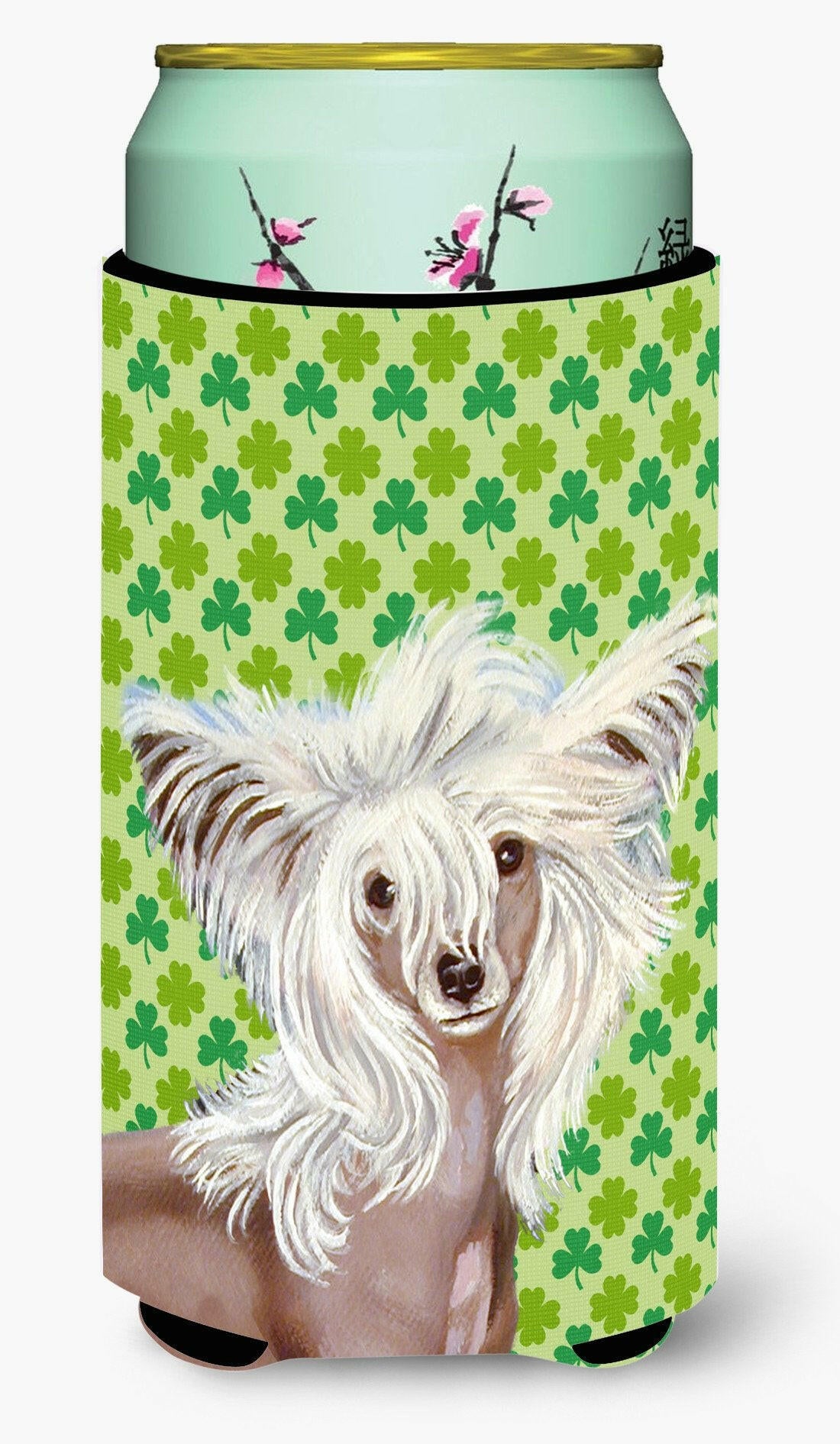 Chinese Crested St. Patrick&#39;s Day Shamrock Portrait  Tall Boy Beverage Insulator Beverage Insulator Hugger by Caroline&#39;s Treasures