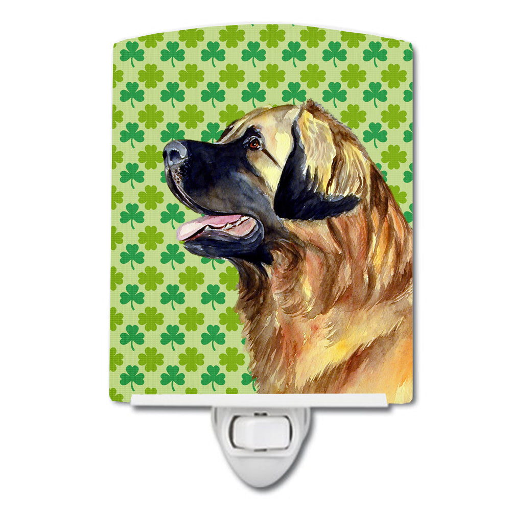 Leonberger St. Patrick's Day Shamrock Portrait Ceramic Night Light LH9213CNL - the-store.com