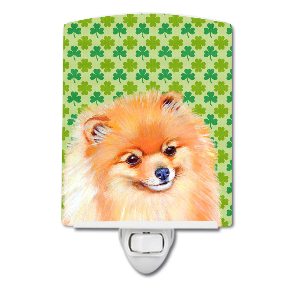 Pomeranian St. Patrick's Day Shamrock Portrait Ceramic Night Light LH9215CNL - the-store.com