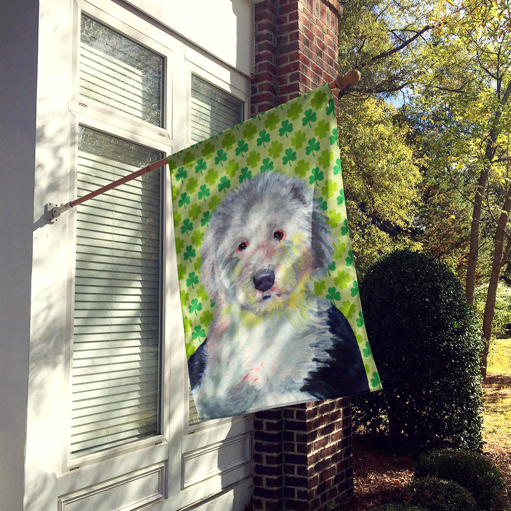 Old English Sheepdog St. Patrick's Day Shamrock Portrait Flag Canvas House Size  the-store.com.