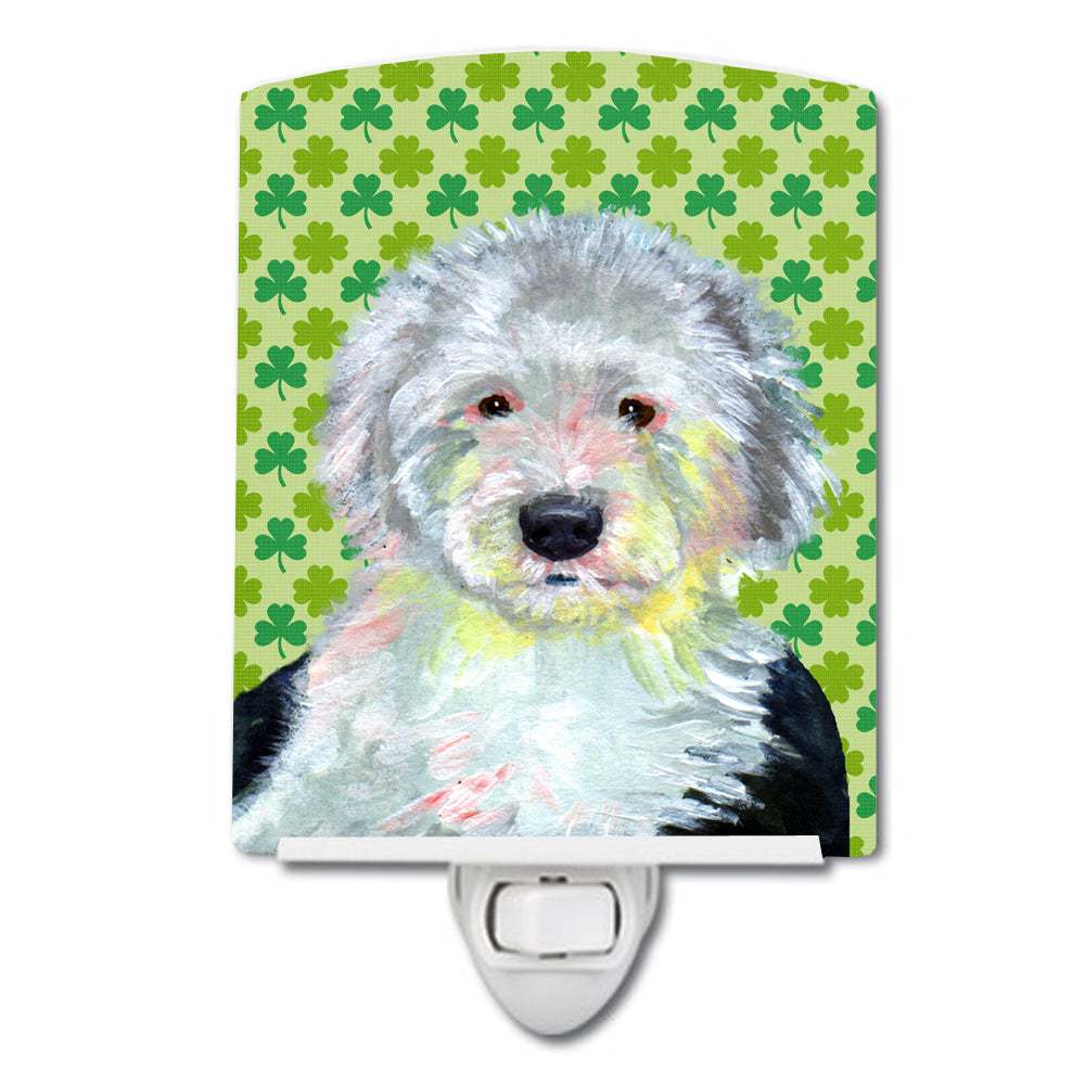 Old English Sheepdog St. Patrick&#39;s Day Shamrock Portrait Ceramic Night Light LH9216CNL - the-store.com