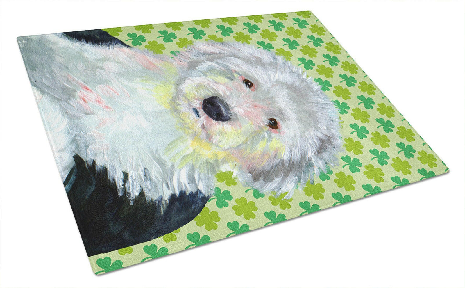 Old English Sheepdog St. Patrick's Day Shamrock Glass Cutting Board Large by Caroline's Treasures