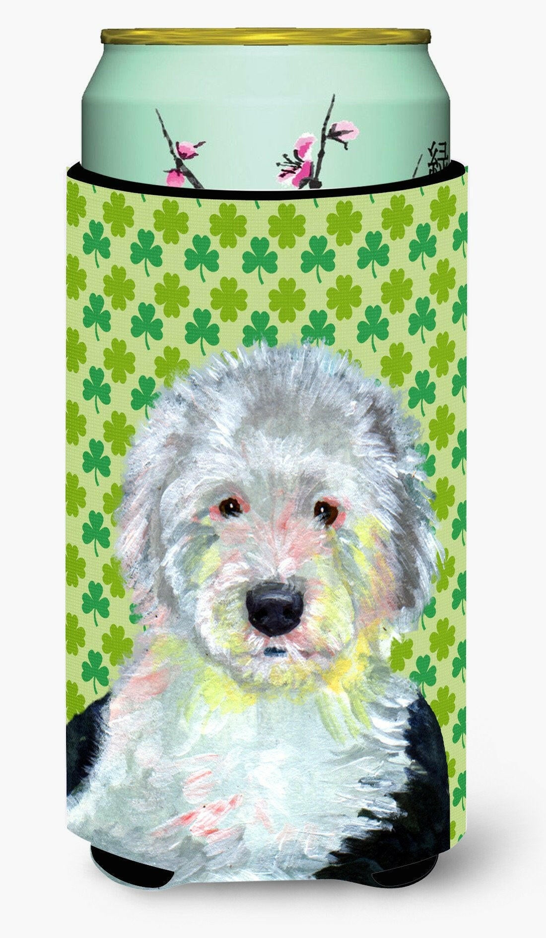 Old English Sheepdog St. Patrick's Day Shamrock   Tall Boy Beverage Insulator Beverage Insulator Hugger by Caroline's Treasures