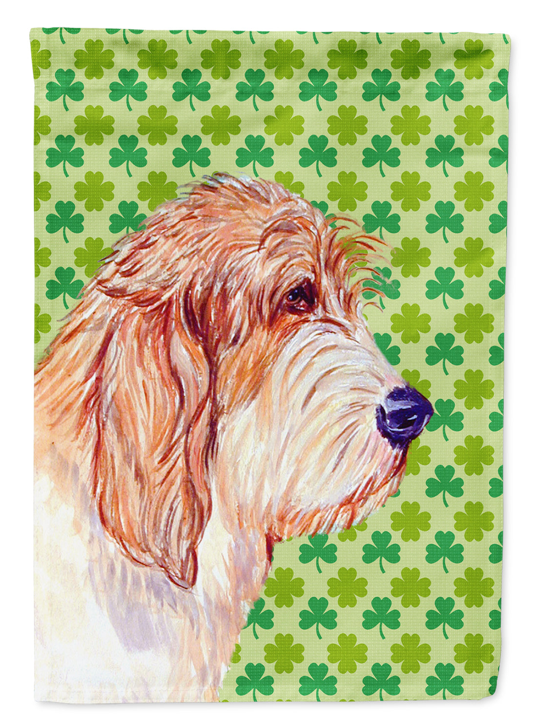 Petit Basset Griffon Vendeen St. Patrick's Day Shamrock  Flag Canvas House Size  the-store.com.