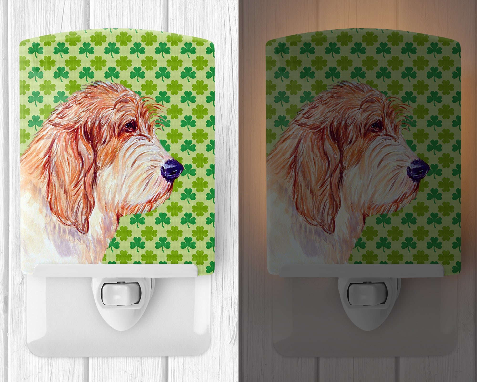 Petit Basset Griffon Vendeen St. Patrick's Day Shamrock Ceramic Night Light LH9217CNL - the-store.com