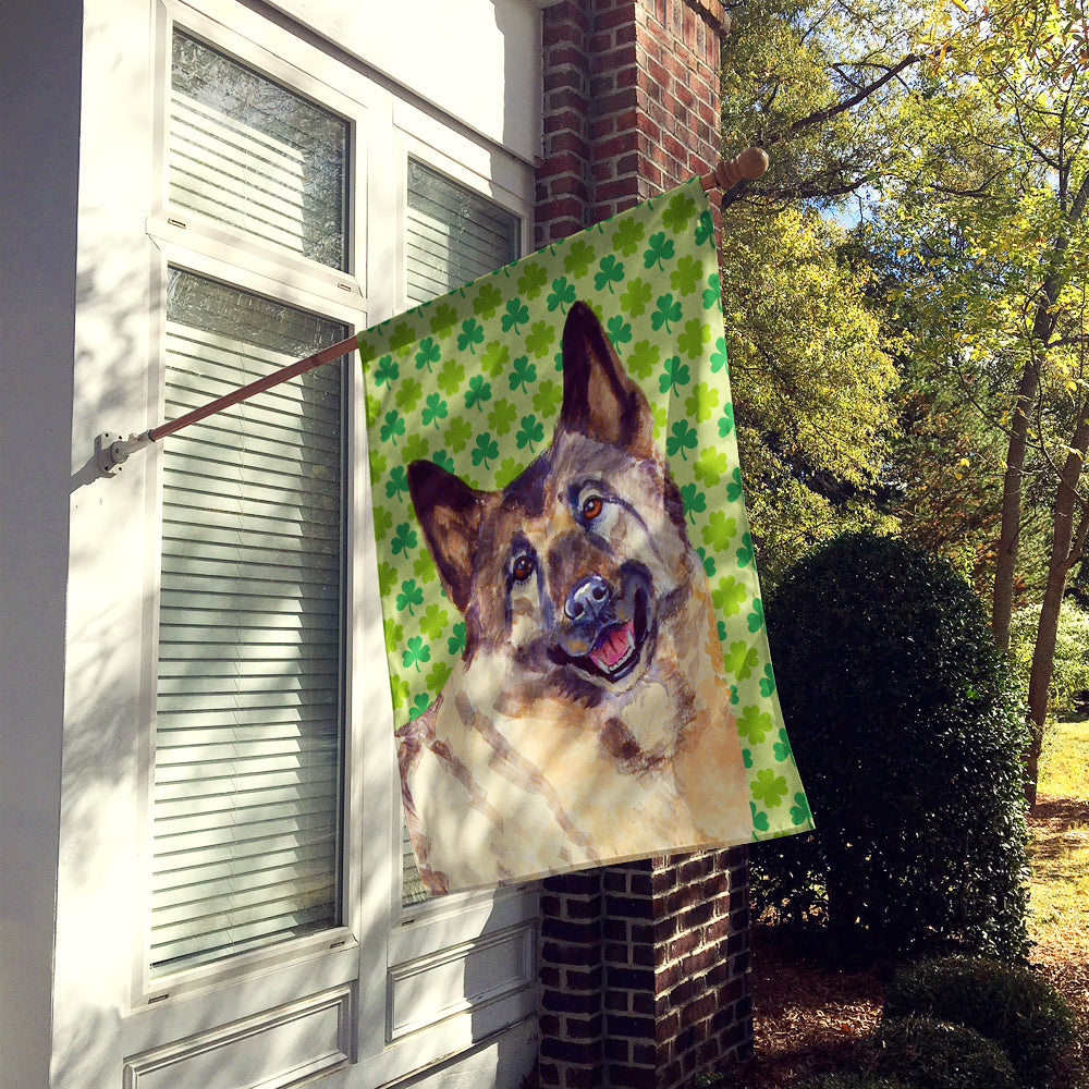 Norwegian Elkhound St. Patrick's Day Shamrock Portrait Flag Canvas House Size  the-store.com.