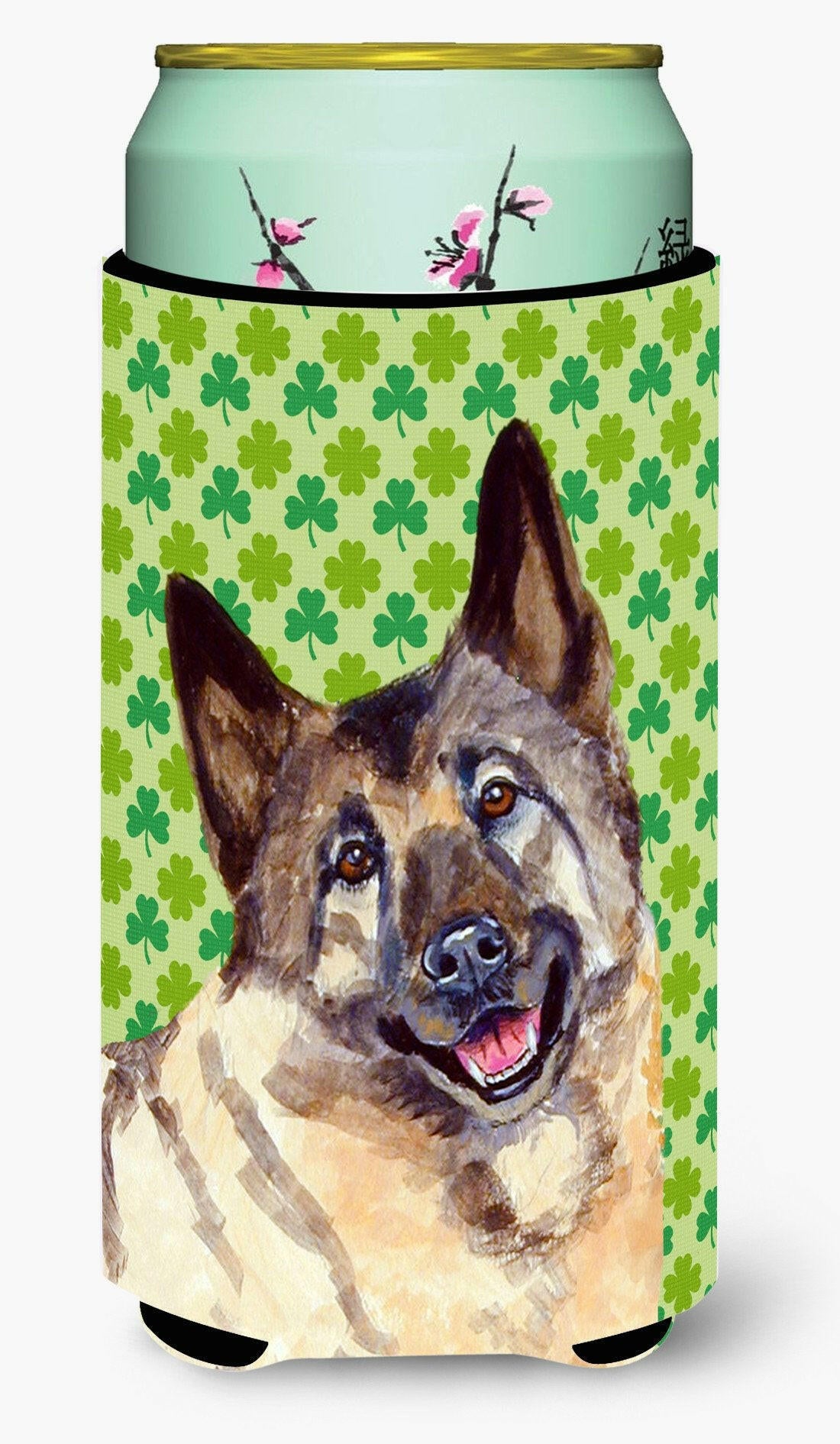 Norwegian Elkhound St. Patrick&#39;s Day Shamrock Portrait  Tall Boy Beverage Insulator Beverage Insulator Hugger by Caroline&#39;s Treasures