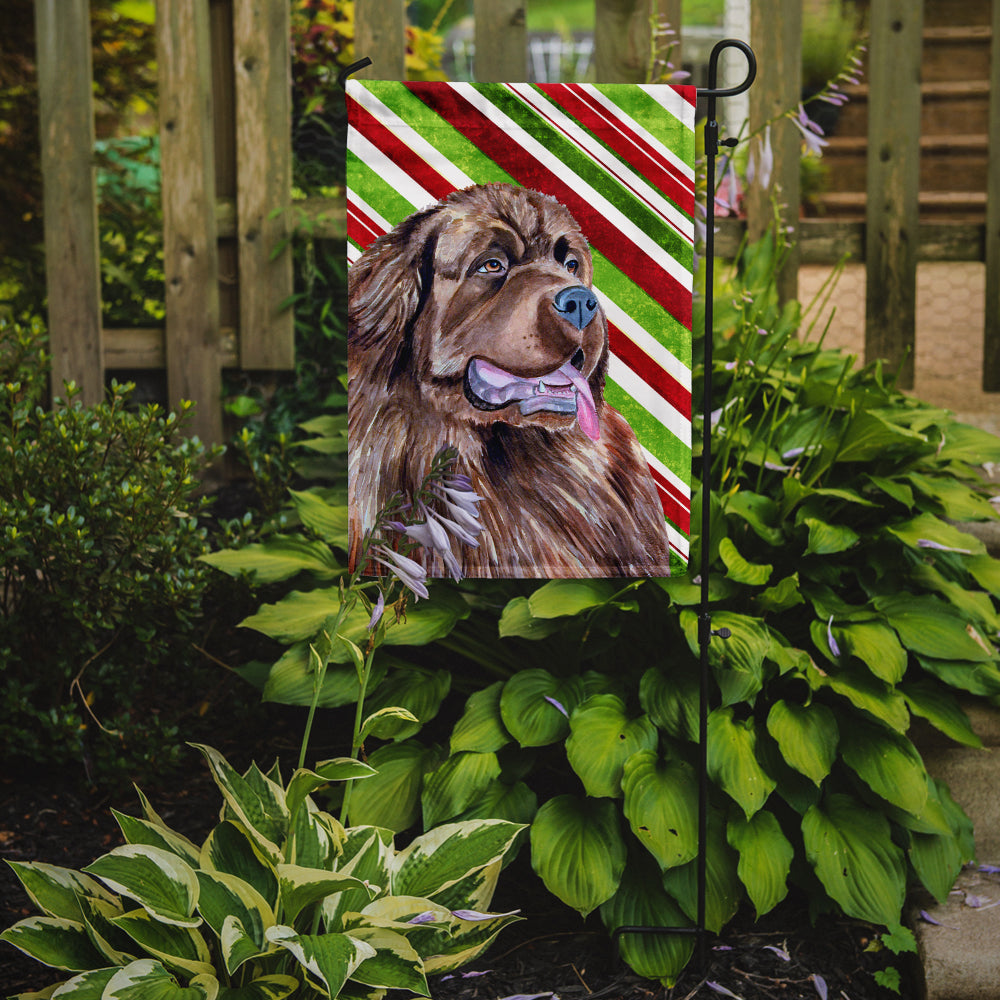 Newfoundland Candy Cane Holiday Christmas  Flag Garden Size.