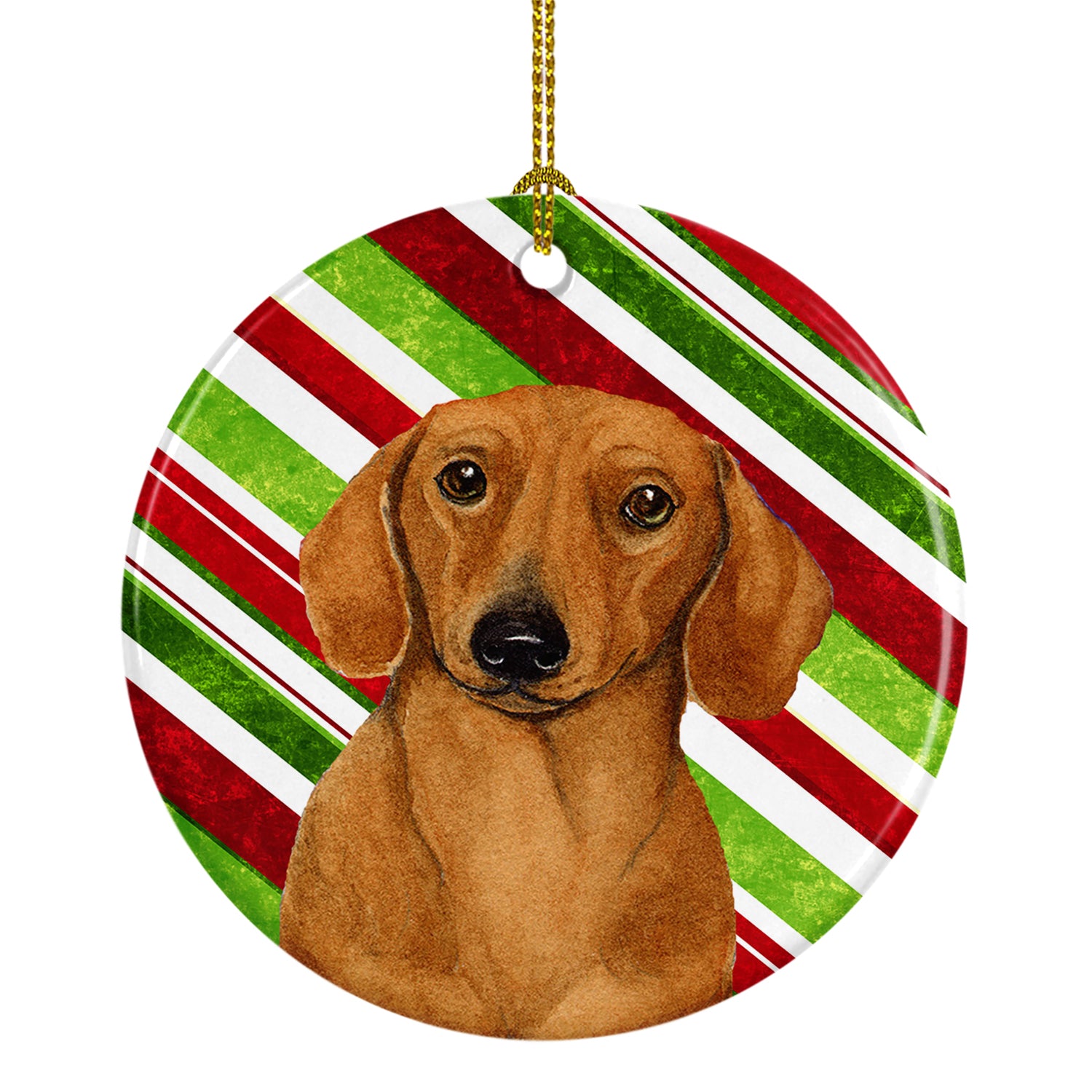 Dachshund Candy Cane Holiday Christmas Ceramic Ornament LH9222 - the-store.com