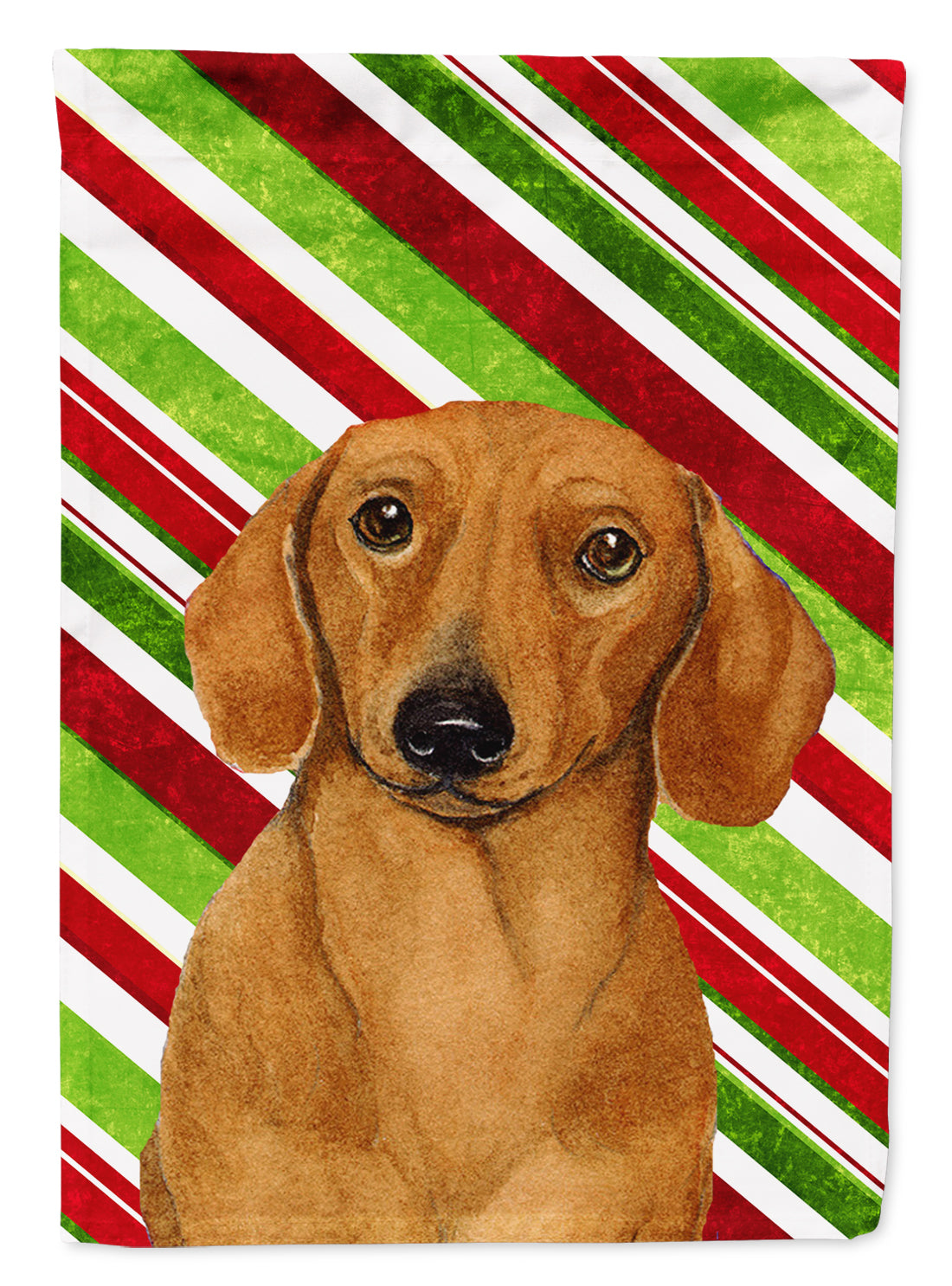 Dachshund Candy Cane Holiday Christmas  Flag Garden Size.