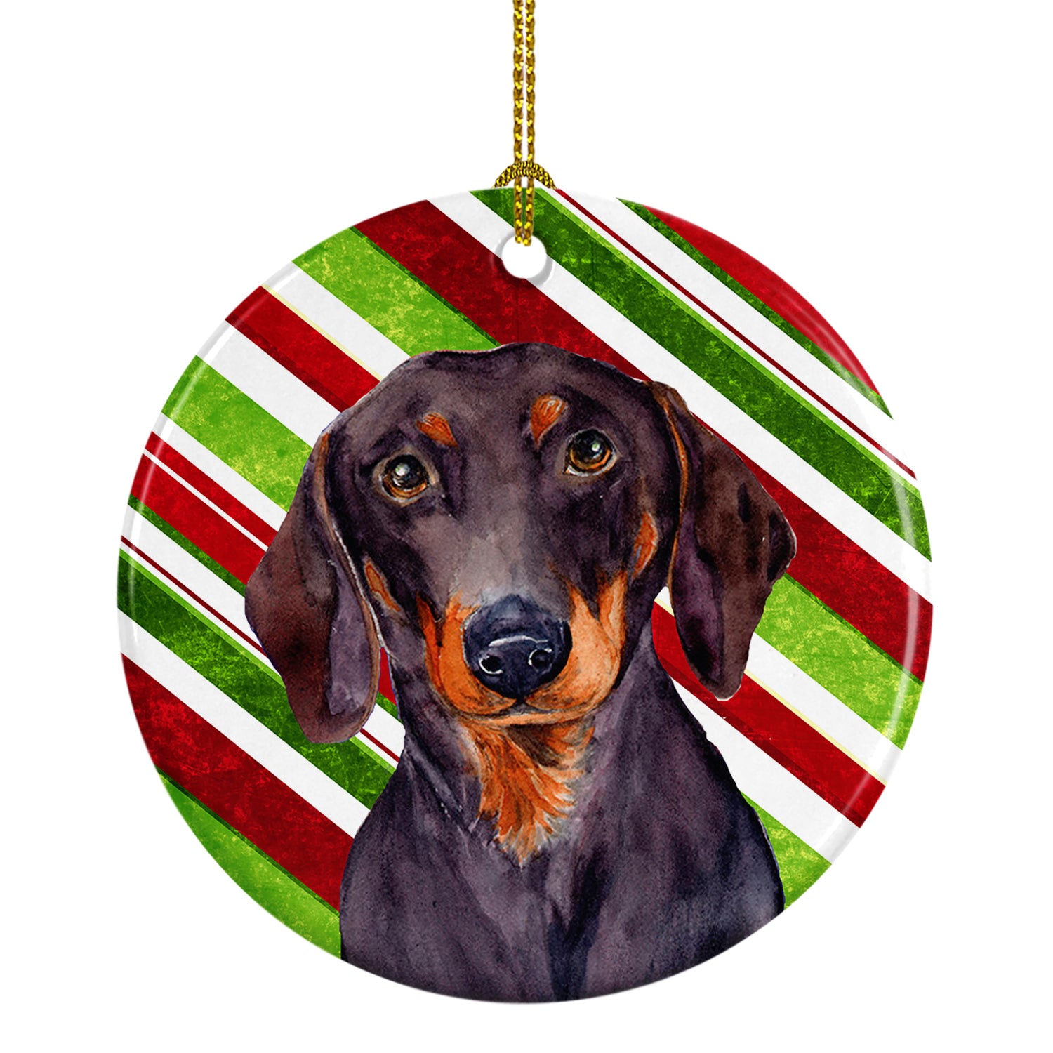 Dachshund Candy Cane Holiday Christmas Ceramic Ornament LH9223 - the-store.com