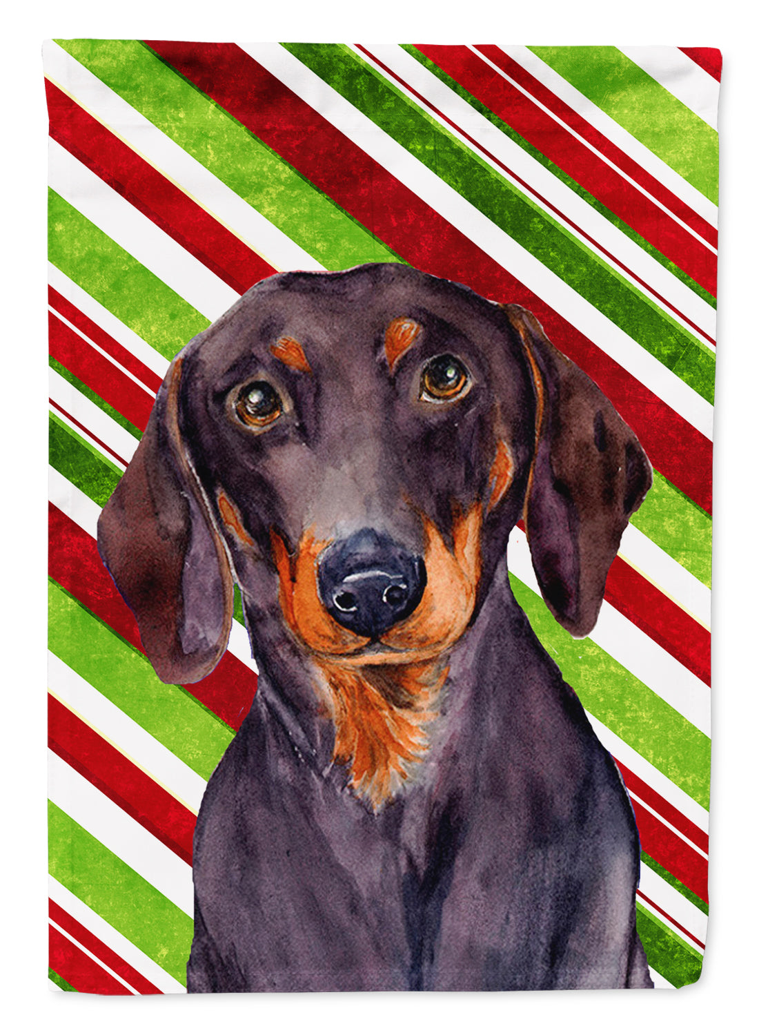 Dachshund Candy Cane Holiday Christmas  Flag Canvas House Size  the-store.com.