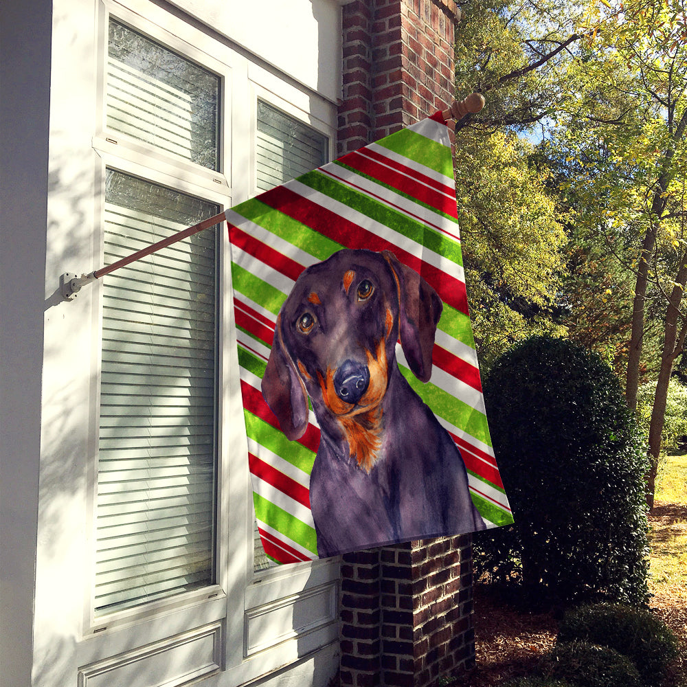 Dachshund Candy Cane Holiday Christmas  Flag Canvas House Size  the-store.com.