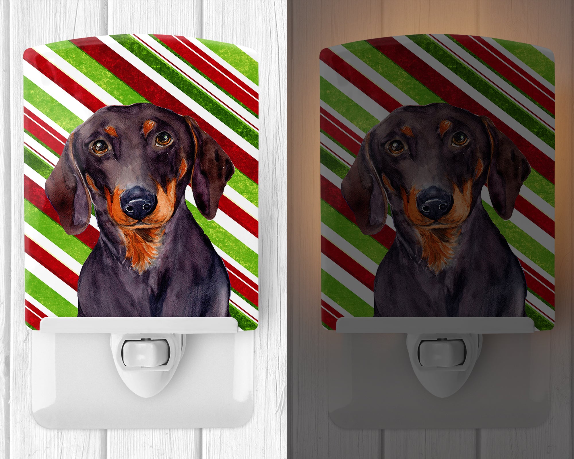 Dachshund Candy Cane Holiday Christmas Ceramic Night Light LH9223CNL - the-store.com