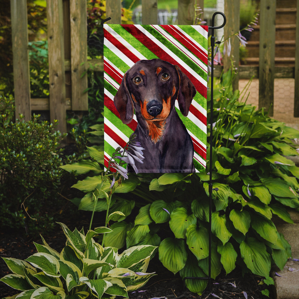 Dachshund Candy Cane Holiday Christmas  Flag Garden Size.