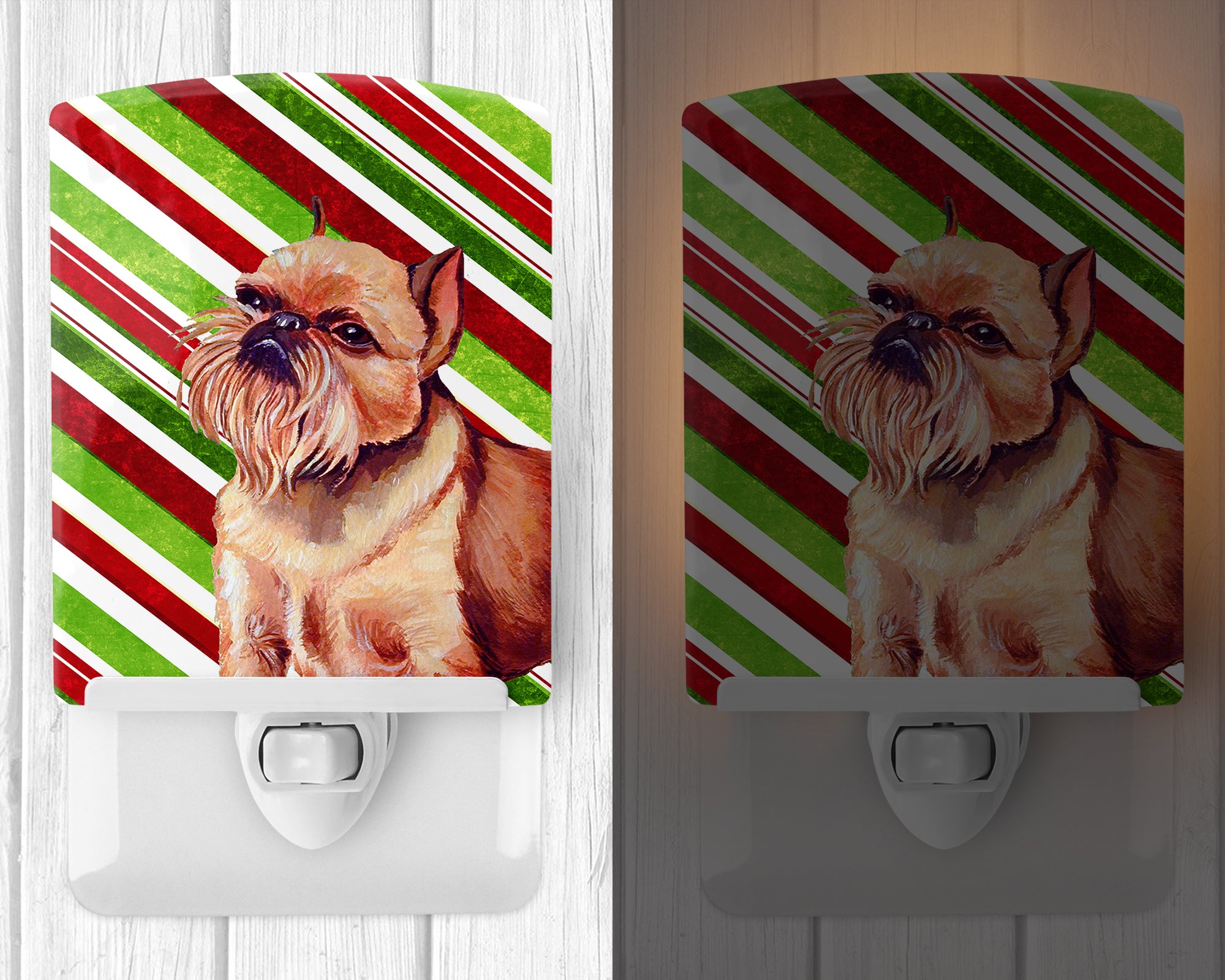 Brussels Griffon Candy Cane Holiday Christmas Ceramic Night Light LH9224CNL - the-store.com