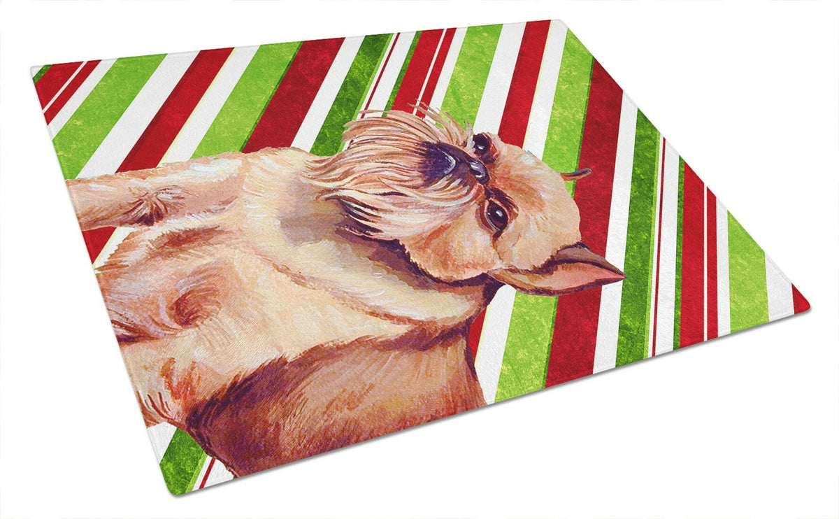 Brussels Griffon Candy Cane Holiday Christmas Glass Cutting Board Large by Caroline&#39;s Treasures