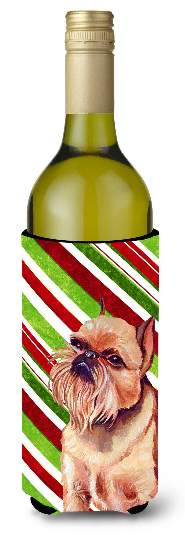 Brussels Griffon Candy Cane Holiday Christmas Wine Bottle Beverage Insulator Beverage Insulator Hugger by Caroline's Treasures