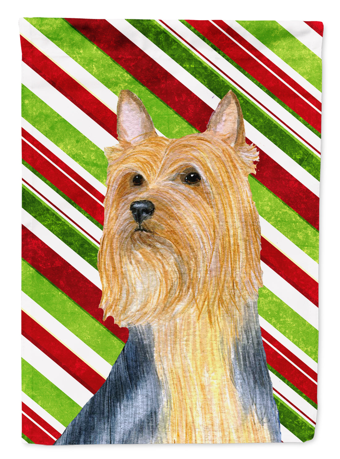 Silky Terrier Candy Cane Holiday Christmas  Flag Canvas House Size  the-store.com.