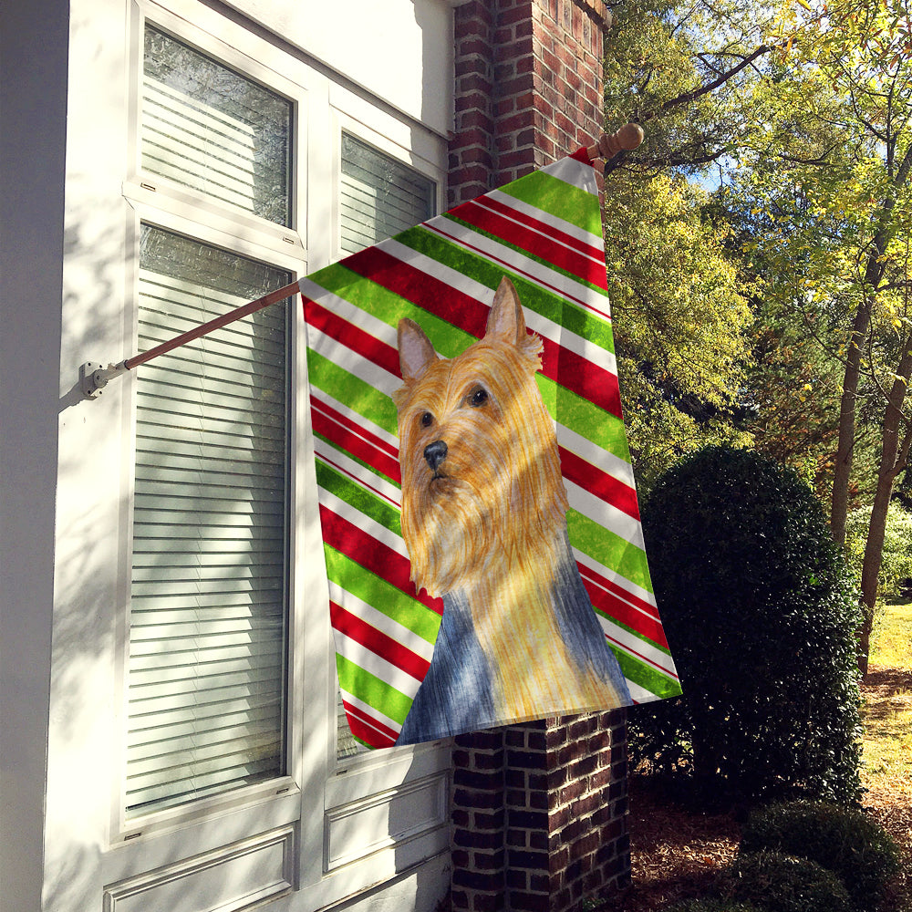 Silky Terrier Candy Cane Holiday Christmas  Flag Canvas House Size  the-store.com.