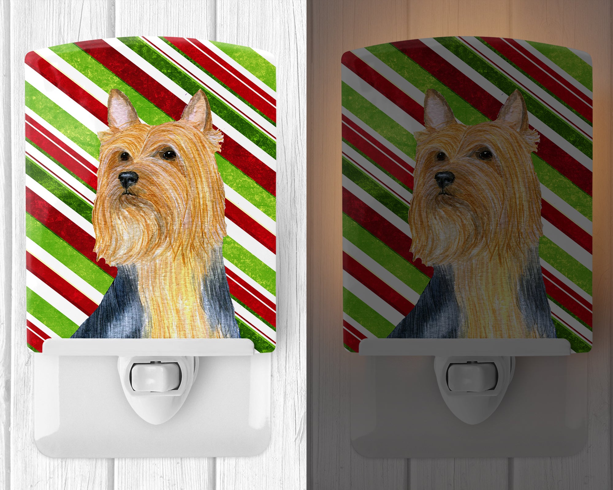 Silky Terrier Candy Cane Holiday Christmas Ceramic Night Light LH9226CNL - the-store.com