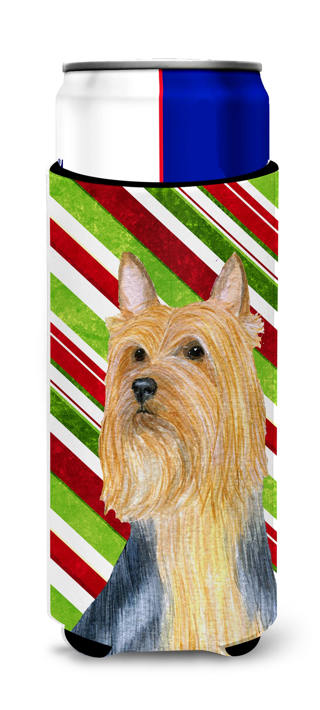 Silky Terrier Candy Cane Holiday Christmas Ultra Beverage Insulators for slim cans LH9226MUK.