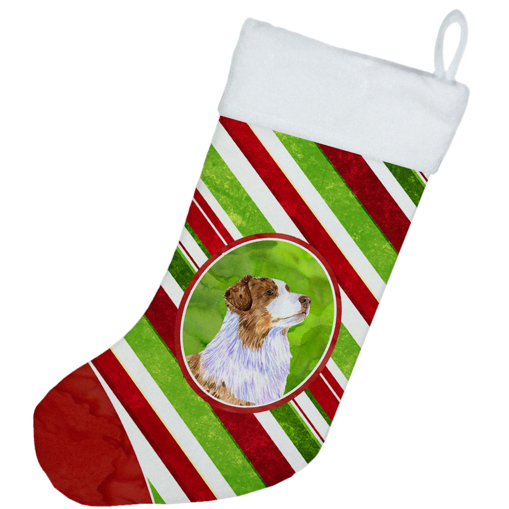 Australian Shepherd Candy Cane Holiday Christmas Christmas Stocking LH9228  the-store.com.