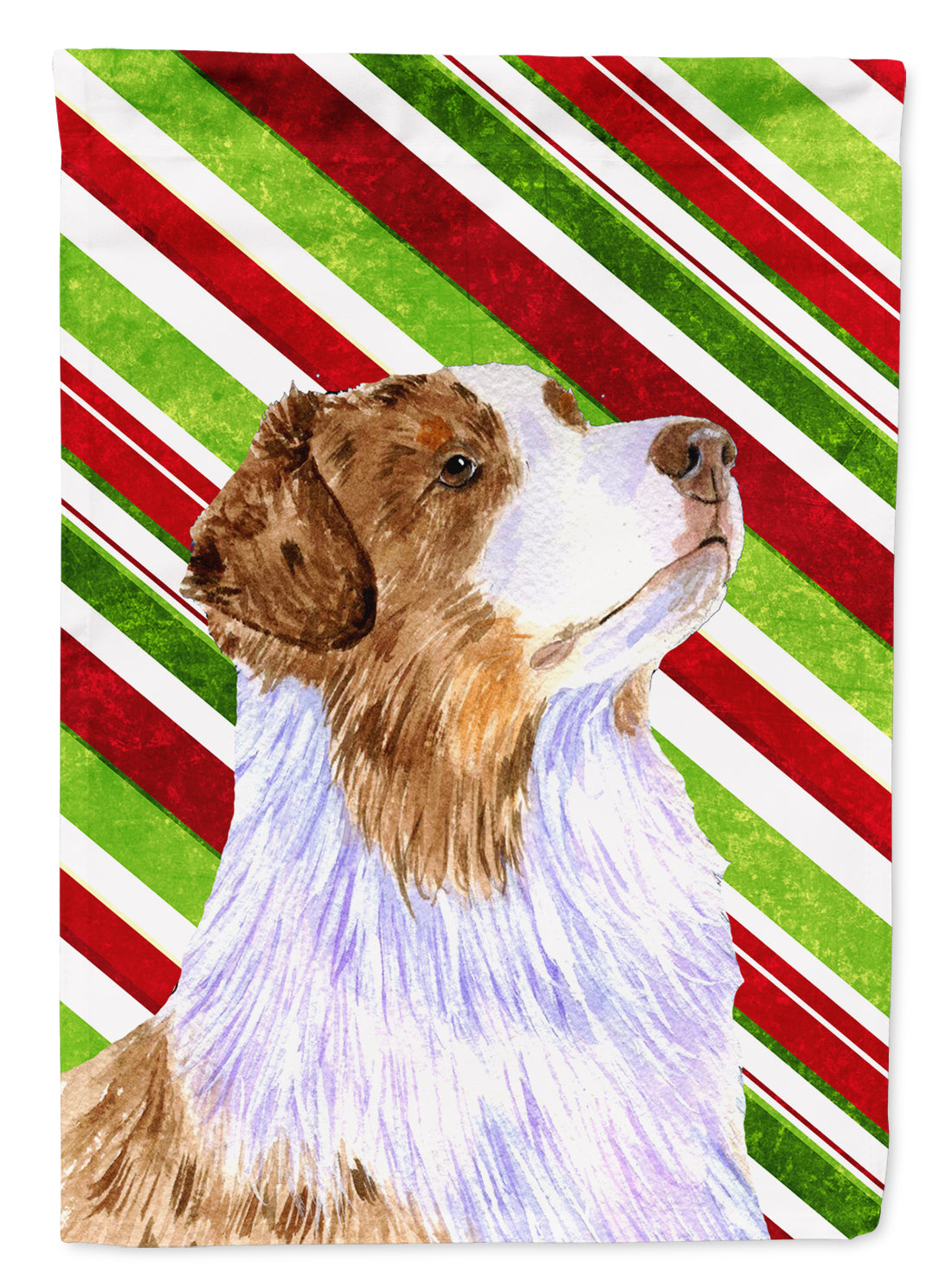 Australian Shepherd Candy Cane Holiday Christmas  Flag Canvas House Size  the-store.com.