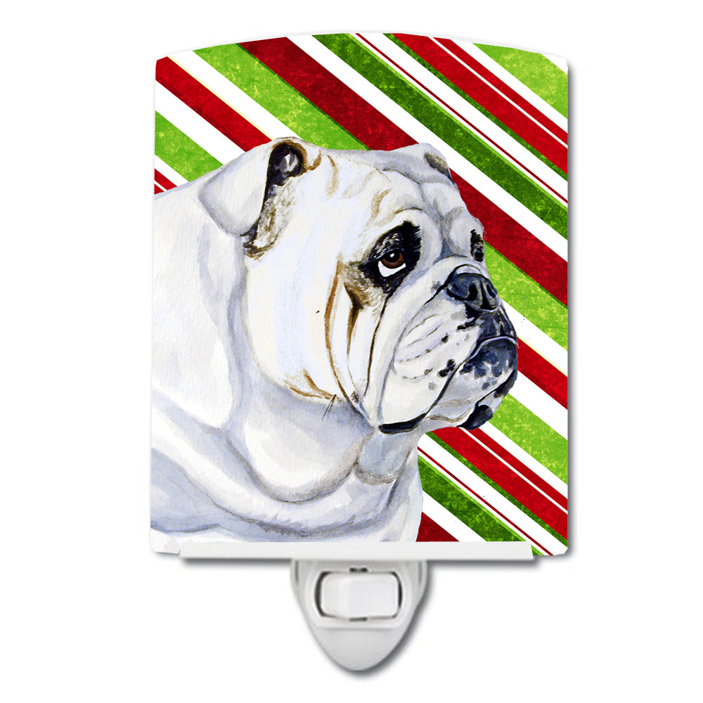 Bulldog English Candy Cane Holiday Christmas Ceramic Night Light LH9229CNL - the-store.com