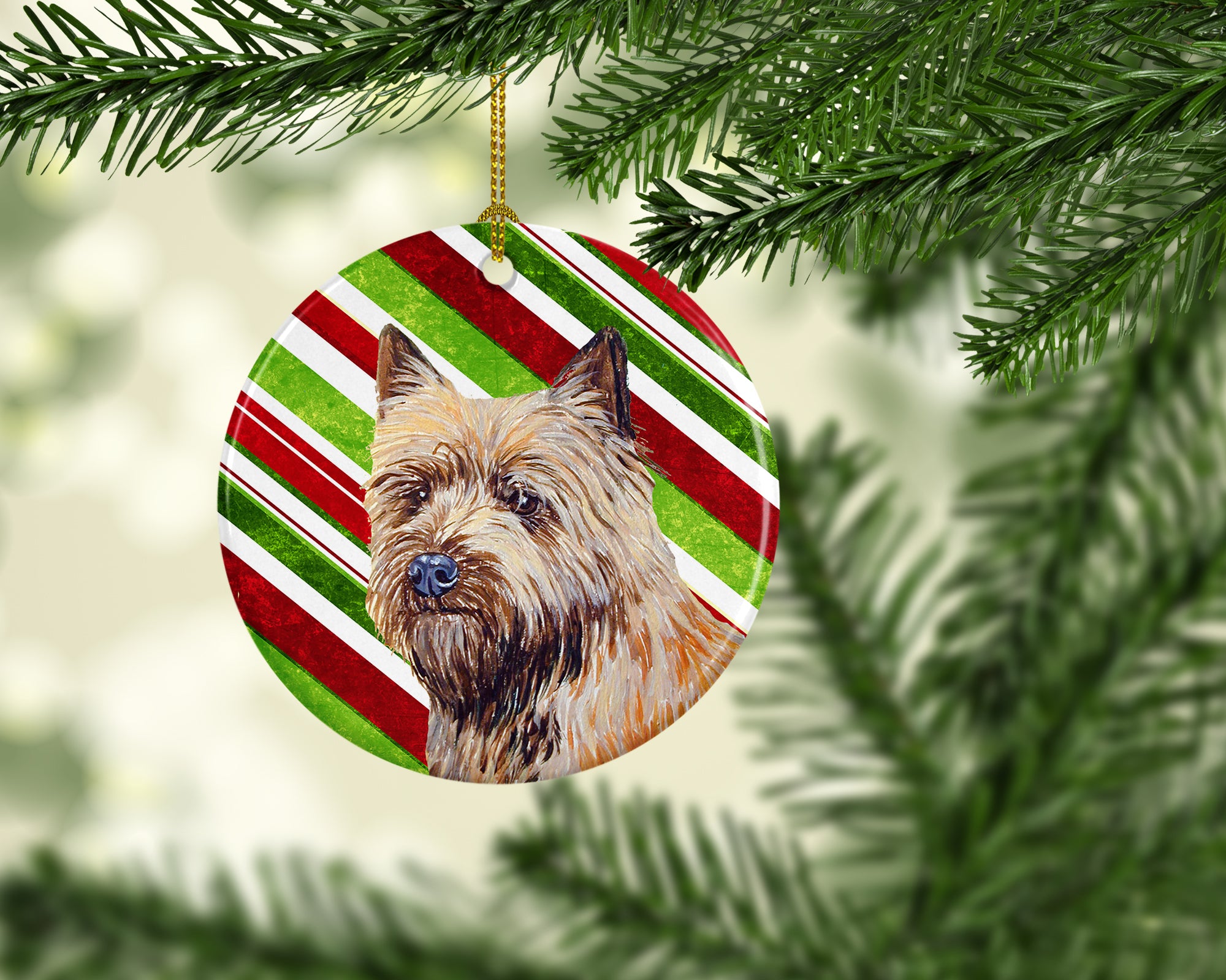 Cairn Terrier Candy Cane Holiday Christmas Ceramic Ornament LH9230 - the-store.com